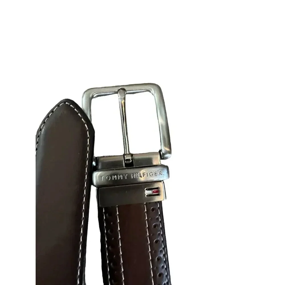 Tommy Hilfiger Men's Brown Coated Leather Handcrafted Belt ADF Size 38/95